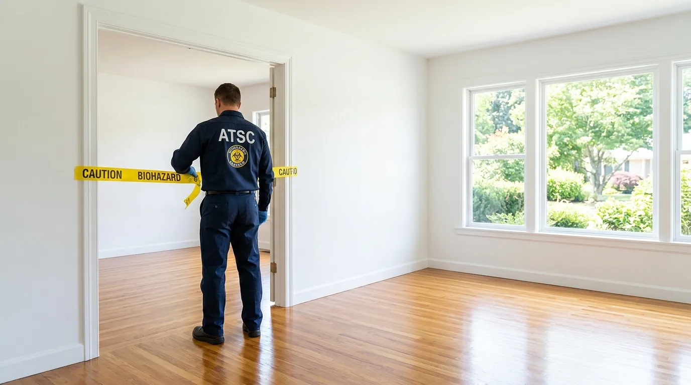 Certified biohazard cleanup crew performing Trauma Scene Cleanup in Marysville